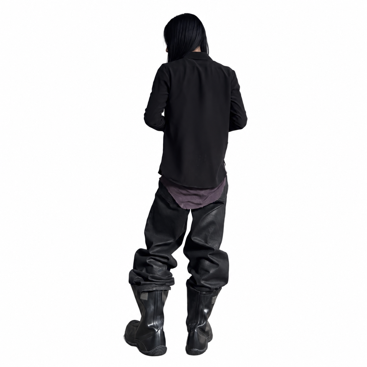 RIGID BLACK FLARE DENIM WAX